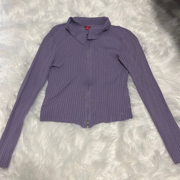 Guess Purple zip knit top - Picture 2 of 3